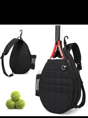 Black Tennis Racket Sling Bag